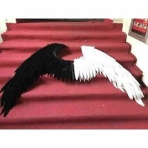 翼 天使 悪魔 コスプレ 衣装 小道具 パーティー 演劇 ショー 結婚式 ハロウィン 白黒 A066_画像2