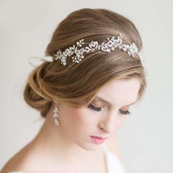 小枝リーフ ヘッドドレス ゴールド パール ビジュー アクセサリー 髪飾り 結婚式 ヘアアクセサリー 小枝 カチューシャ 披露宴