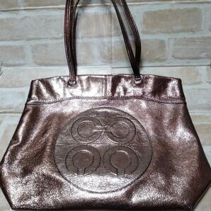 コーチ COACH オプアート ショルダーバッグ 14967 ブロンズ ガンメタ レザー