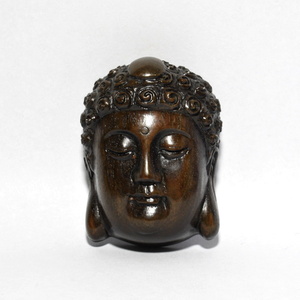 鉄木 根付 仏顔 面 木彫品 木製 彫刻品 現品お渡し 現品限り　na07-b-13