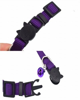 Лот аукциона Yahoo 「bsr-a2」 安全設計 ペット 首輪 セーフティバックル 鈴 長さ調節可能 ネコ 犬 首輪 ナイロン(ワイン)
