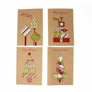 Art hand Auction b13-a2 Hochwertige handgemachte Dekoration Weihnachtskarten 4er Set Weihnachtsgrußkarten, Gedruckte Materialien, Postkarte, Postkarte, Andere