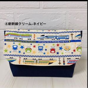 横入れお弁当袋 新幹線×ネイビー お弁当袋 封筒型弁当袋 横入れ弁当袋 受注制作