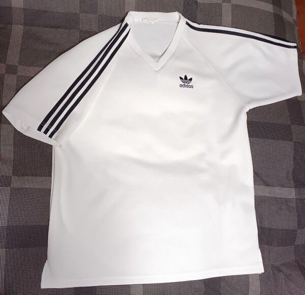 adidas アディダス☆スウェット ジャージ トレーナー スリーストライプ メンズ 白 半袖Tシャツ ホワイト ビッグシャツ