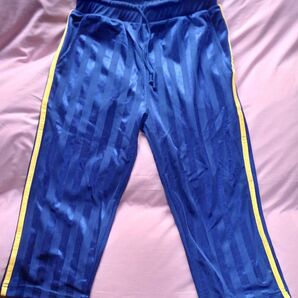 メンズ ジャージ トレーニング パンツ 青 黄色 ストライプ