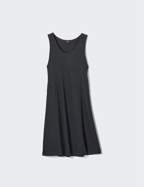 UNIQLO ブラッシュド ジャージー ジャンパースカート M ダークグレー ワンピース ノースリーブ ロング