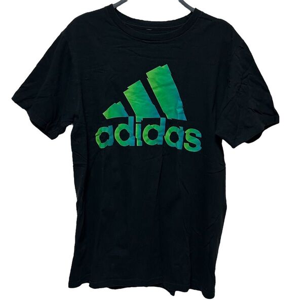 adidas アディダス Tシャツ 半袖 ロゴ M ブラック グリーン