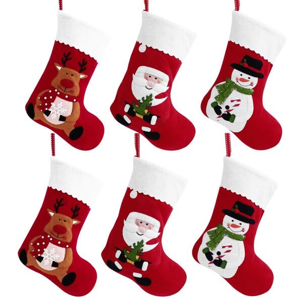 6PCS クリスマス 靴下 サンタクロース 雪だるま