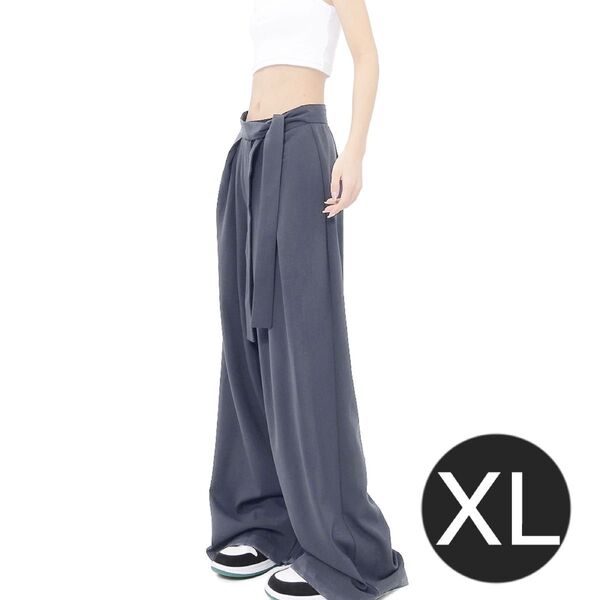 XLサイズ グレー 新品 袴 ワイドパンツ ユニセックス メンズ レディース ストリート モード スラックス カジュアル ルーズ