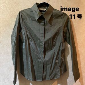【美品】 長袖シャツ トップス 婦人服 カーキ