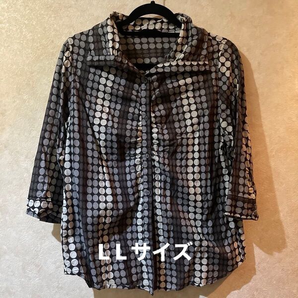 個性的 七分袖 シャツ ドット ブラウス シャツ トップス 七分袖 総柄