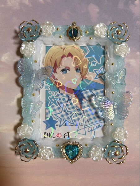 ホイップデコ 22 デコケース 青 水色 ブルー バラ 蝶々 ハート