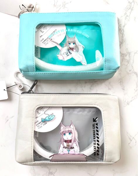 新品未使用 タグ付き うちのねこが女の子でかわいい ポーチ 2点