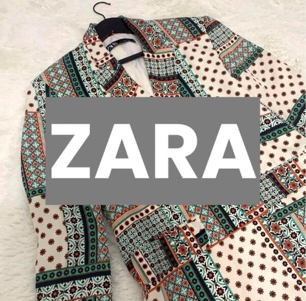 ZARA ザラ レディース テーラードジャケット 花柄 ダブル XS 大きめ