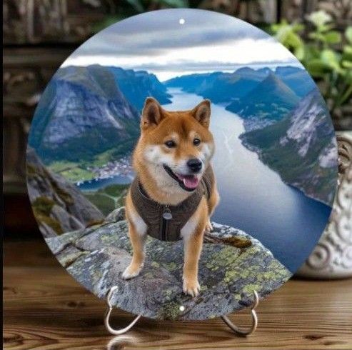 アルミ製看板 柴犬④ 凜々しい 玄関飾り ドア飾り メタルプレート