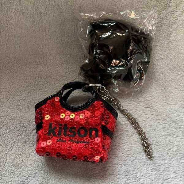 未使用 Kitson バッグチャーム ミニミニトートバッグ キーホルダー ミニチュア バッグ ファー付