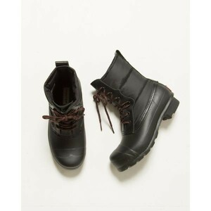  new goods box attaching HUNTER Hunter short boots nylon Raver leather braided up pretty autumn winter outdoor black 36 w0055-21-001