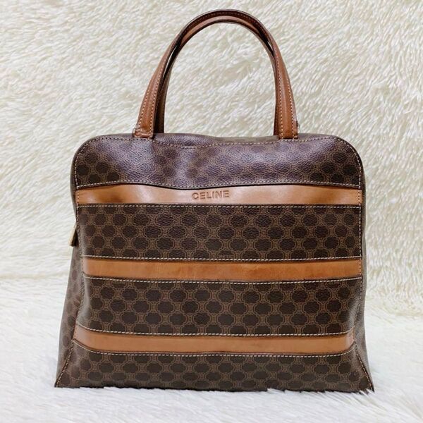 美品★CELINE セリーヌ マカダム柄 レザー 2way ハンドバッグ トートバッグ ヴィンテージ オールドセリーヌ 肩かけ通勤