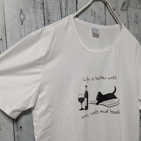 【人気】 猫 プリント Tシャツ カットソー イラスト XL ホワイト ⑩ 半袖 オールシーズン メンズ レディース ユニセックス