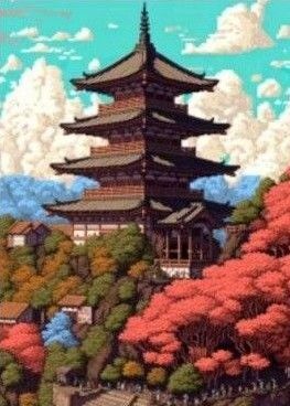 ダイヤモンドアート【4重の塔 】30x40