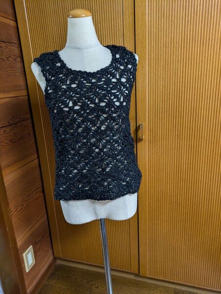 ハンドメイド ベスト 手編み レディース
