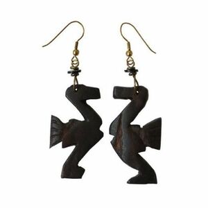 *[ new goods / prompt decision ] Africa *kenia/ ostrich * earrings / earrings / ebony / ebony made / hand made / one point thing / ethnic / bird / bird.