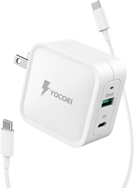 65W PD充電器 (GaN II +iSonic技術/2ポートUSB-A & USB-C/折り畳み式 USB-C 急速充電器) PD3.0対応/PPS規格対応/PSE技術基準適合