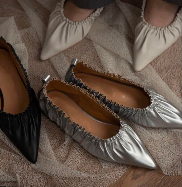 ギャザーフラットシューズ gather flat shoes