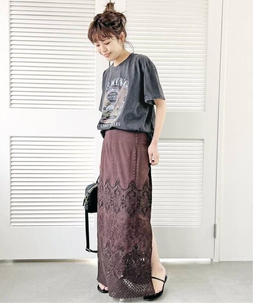 【美品】Spick and Span エンブロイダリーAラインスカート