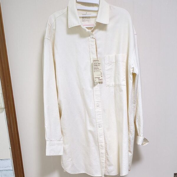 ★タグ付き新品★無印良品ミドル丈 シャツ Mオーガニックコットン100%