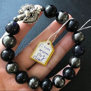 ブルーゴールドストーン.テラヘルツ12mm合金竜の形 魔除け守りブレスレット