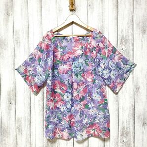 UNIQLO ユニクロ (L) 花柄シアーブラウス