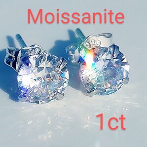 1ct モアサナイト 人工ダイヤモンド ピアス 18kホワイトゴールド あ24