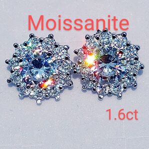 1.6ct ヒマワリ モアサナイト 人工ダイヤモンド ピアス あ22