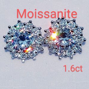 1.6ct ヒマワリ モアサナイト 人工ダイヤモンド ピアス あ29