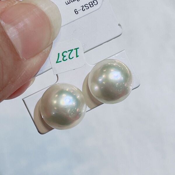 マベパール マベ真珠 18Kゴールド ピアス 12-13mm ホワイト アクセサリー