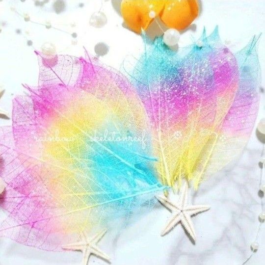 スケルトンリーフ レインボー 10枚 花材 プリザーブドフラワー