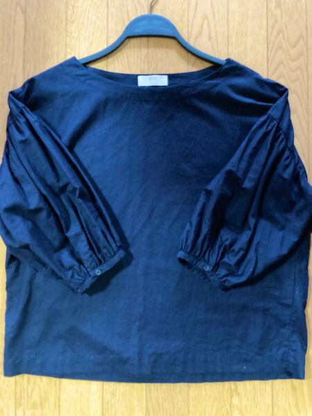 ★UNIQLO 七分袖 ブラウス 綿麻 ネイビー Mサイズ 美品★