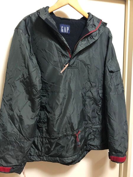 OLD GAP アノラックパーカー ナイロンジャケット ハーフジップ カーキ レッド メンズ 古着