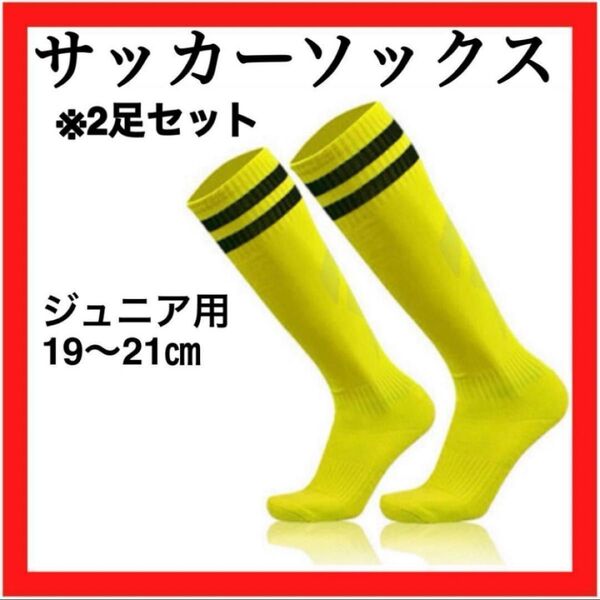【黄×黒】2足セット ジュニア 19~21 サッカーソックス ストッキング 靴下