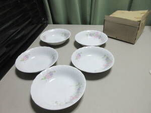 【A~2】陶器製　サラダ皿（ロマン）5点揃い　未使用　№倉2.定1040