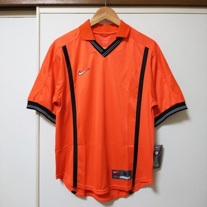 【新品タグ付き】NIKE ナイキ サッカー 半袖ポロシャツ トレーニングシャツ Mサイズ オレンジ 刺繍ロゴ 未使用 自宅保管品