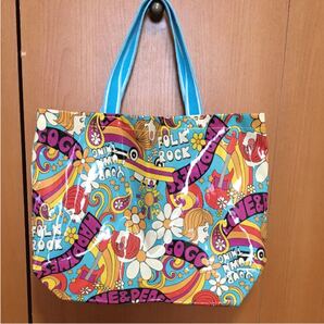 ハンドメイド☆カラフルポップなビニールバッグ ショッピングバッグ☆大容量