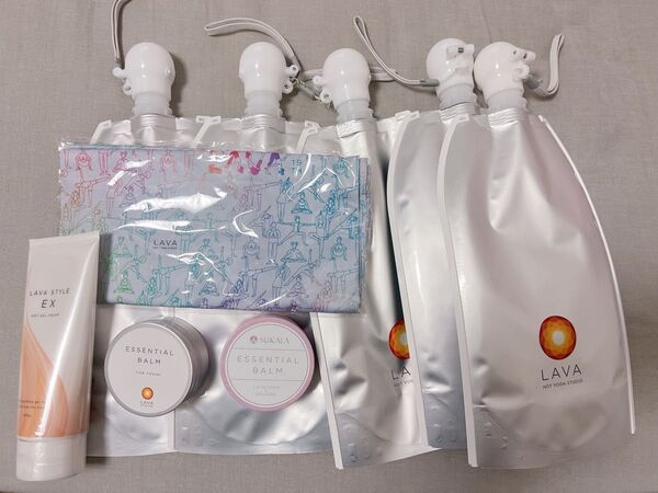 最終値下げ!新品未使用!LAVAグッズ【水素水バッグ×5.エッセンシャルバーム×2(通常盤と香り付).スタイルEX.多目的バンド】