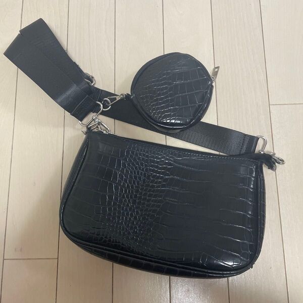 SHEIN バック ショルダーバッグ レザー 黒