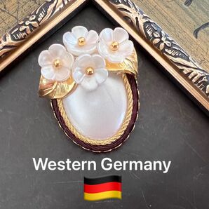 西ドイツ製 ブローチ 花 パール ヴィンテージ 白×白