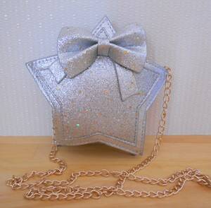 [ new goods ] girls pochette shoulder bag silver Kids lame star chain 