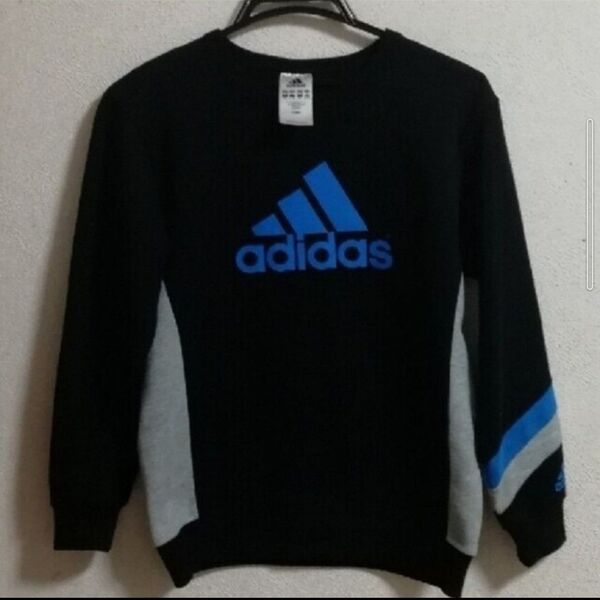 【新品】アディダス トレーナー adidas 150cm スポーツ 長袖Tシャツ 黒 青 ブラック ブルー