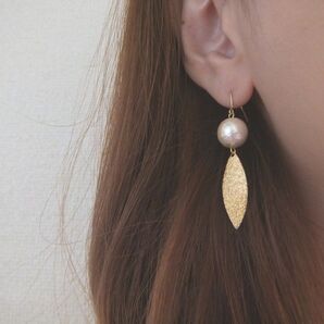コットンパール×スターダストリーフピアス