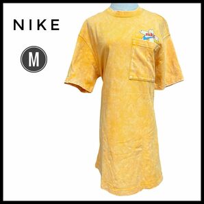 ワンピース NIKE ナイキ 半袖 膝丈 イエロー 綿100% 女性 スポーツ 夏 水着 チュニック 爽やか 夏 Mサイズ